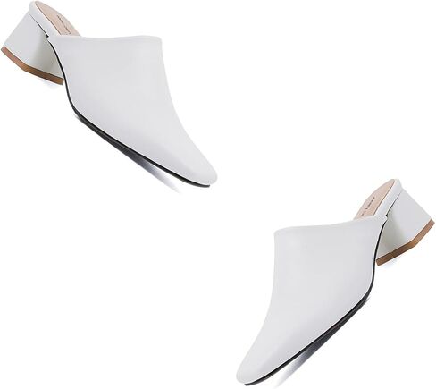 Women Chunky Heel Mules Pumps Closed Square Toe Sandal Mules Slip On Backless Pumps Comfort Mules Block Heels Slide Sandals Casual Outdoor Slippers Office Ladies Dress Shoes 4-13 M US in Kuwait