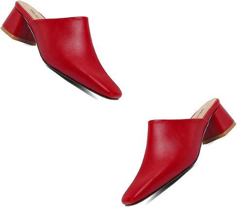 Women Chunky Heel Mules Pumps Closed Square Toe Sandal Mules Slip On Backless Pumps Comfort Mules Block Heels Slide Sandals Casual Outdoor Slippers Office Ladies Dress Shoes 4-13 M US in Kuwait
