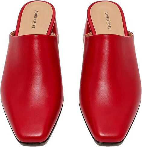 Women Chunky Heel Mules Pumps Closed Square Toe Sandal Mules Slip On Backless Pumps Comfort Mules Block Heels Slide Sandals Casual Outdoor Slippers Office Ladies Dress Shoes 4-13 M US in Kuwait
