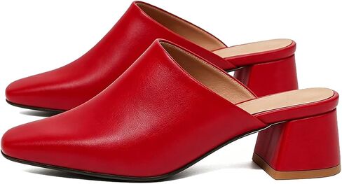 Women Chunky Heel Mules Pumps Closed Square Toe Sandal Mules Slip On Backless Pumps Comfort Mules Block Heels Slide Sandals Casual Outdoor Slippers Office Ladies Dress Shoes 4-13 M US in Kuwait