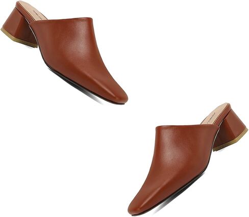Women Chunky Heel Mules Pumps Closed Square Toe Sandal Mules Slip On Backless Pumps Comfort Mules Block Heels Slide Sandals Casual Outdoor Slippers Office Ladies Dress Shoes 4-13 M US in Kuwait
