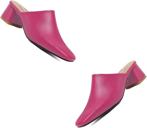 Women Chunky Heel Mules Pumps Closed Square Toe Sandal Mules Slip On Backless Pumps Comfort Mules Block Heels Slide Sandals Casual Outdoor Slippers Office Ladies Dress Shoes 4-13 M US in Kuwait