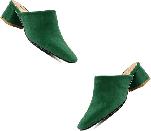 Women Chunky Heel Mules Pumps Closed Square Toe Sandal Mules Slip On Backless Pumps Comfort Mules Block Heels Slide Sandals Casual Outdoor Slippers Office Ladies Dress Shoes 4-13 M US in Kuwait