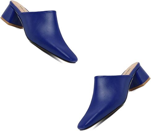 Women Chunky Heel Mules Pumps Closed Square Toe Sandal Mules Slip On Backless Pumps Comfort Mules Block Heels Slide Sandals Casual Outdoor Slippers Office Ladies Dress Shoes 4-13 M US in Kuwait