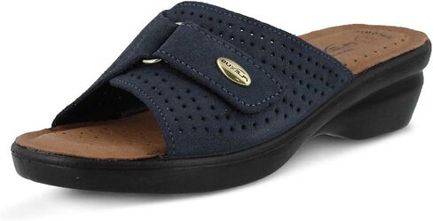 Flexus Women's Kea Slide Sandal – Italian Suede Leather with Adjustable Hook and Loop Strap, Anatomic Insole - Anti-Slip Sole, Comfortable Summer Walking Sandals in Kuwait
