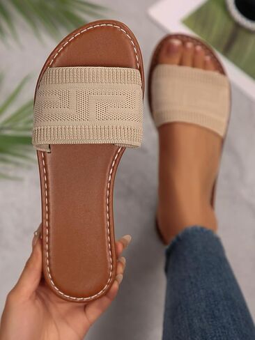 Sksshion Women's Single Bands Sandals Slip On Flat Open Toe Slides Summer Slippers in Saudi Arabia