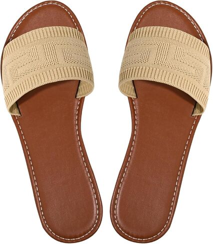 Sksshion Women's Single Bands Sandals Slip On Flat Open Toe Slides Summer Slippers in Saudi Arabia