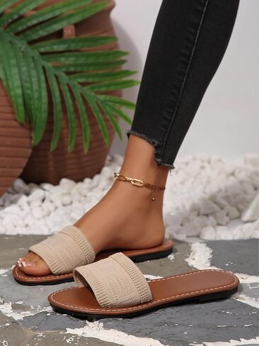 Sksshion Women's Single Bands Sandals Slip On Flat Open Toe Slides Summer Slippers in Saudi Arabia