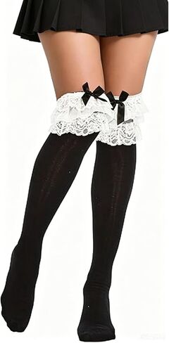 Benefeet Sox Thigh High Socks with Ruffle Over the Knee High Socks Cotton Knit Long Women Stockings in Kuwait