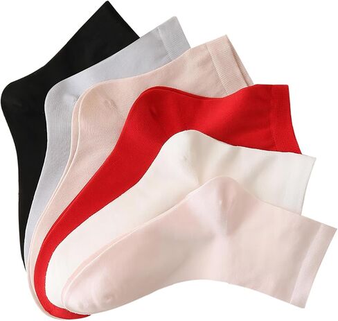 Silk Womens Ankle Socks Soft Athletic Ankle Socks Casual Mini Crew Socks Moisture Wicking Comfy Socks 6 Pack Size 4-7 in Saudi Arabia