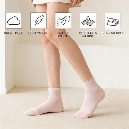 Silk Womens Ankle Socks Soft Athletic Ankle Socks Casual Mini Crew Socks Moisture Wicking Comfy Socks 6 Pack Size 4-7 in Saudi Arabia