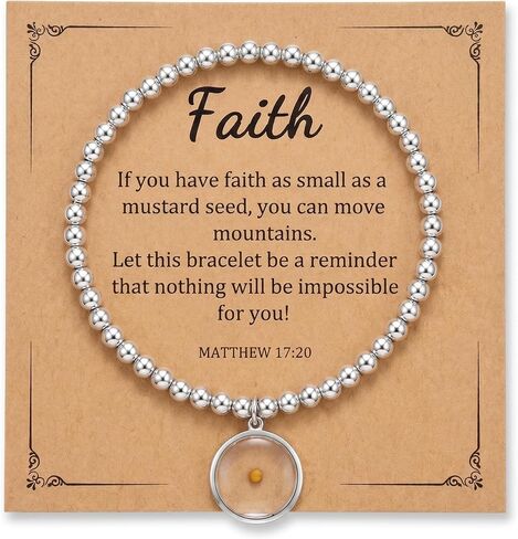 RINHOO Mustard Seed Bracelet Christian Gifts for Women Move Mountains Shell Bracelet Christian Faith Jewelry for Women Valentines Confirmation Gifts in Saudi Arabia
