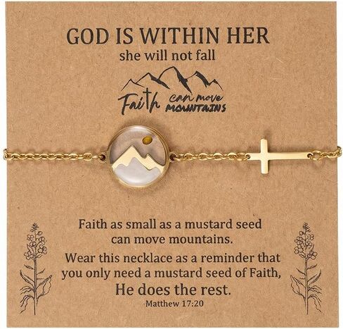 RINHOO Mustard Seed Bracelet Christian Gifts for Women Move Mountains Shell Bracelet Christian Faith Jewelry for Women Valentines Confirmation Gifts in Saudi Arabia