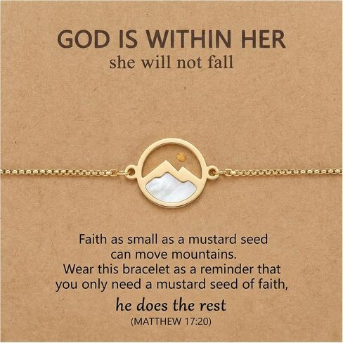 RINHOO Mustard Seed Bracelet Christian Gifts for Women Move Mountains Shell Bracelet Christian Faith Jewelry for Women Valentines Confirmation Gifts in Saudi Arabia