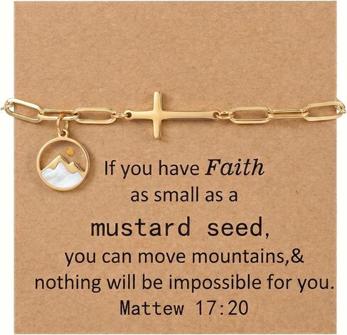 RINHOO Mustard Seed Bracelet Christian Gifts for Women Move Mountains Shell Bracelet Christian Faith Jewelry for Women Valentines Confirmation Gifts in Saudi Arabia