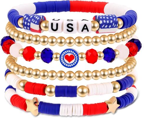 JAPDNK 4th of July Outfits for Women, Patriotic Independence Day Bracelets, Red White and Blue Accessories, USA 250th Anniversary Holiday Gifts for Women Men in Saudi Arabia
