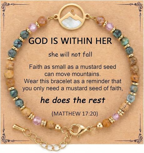 RINHOO Mustard Seed Bracelet Christian Gifts for Women Move Mountains Shell Bracelet Christian Faith Jewelry for Women Valentines Confirmation Gifts in Saudi Arabia