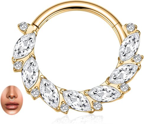 PEAKLINK 16G الحاجز Jewely Clicker Nose Hoop Ring الجراحية الصلب Daith القرط Tragus Rook ثقب محارة اللولب الغضروف القرط مجوهرات مع تشيكوسلوفاكيا in Kuwait