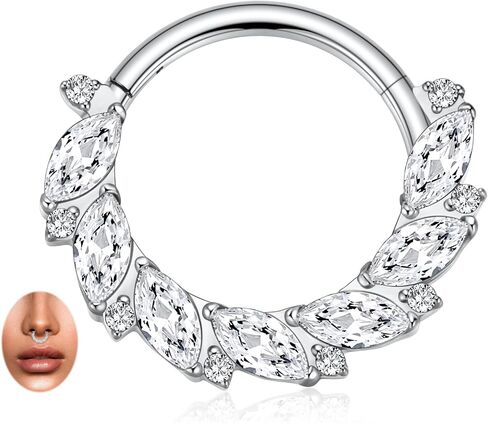 PEAKLINK 16G الحاجز Jewely Clicker Nose Hoop Ring الجراحية الصلب Daith القرط Tragus Rook ثقب محارة اللولب الغضروف القرط مجوهرات مع تشيكوسلوفاكيا in Kuwait