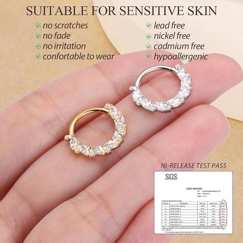 PEAKLINK 16G الحاجز Jewely Clicker Nose Hoop Ring الجراحية الصلب Daith القرط Tragus Rook ثقب محارة اللولب الغضروف القرط مجوهرات مع تشيكوسلوفاكيا in Kuwait