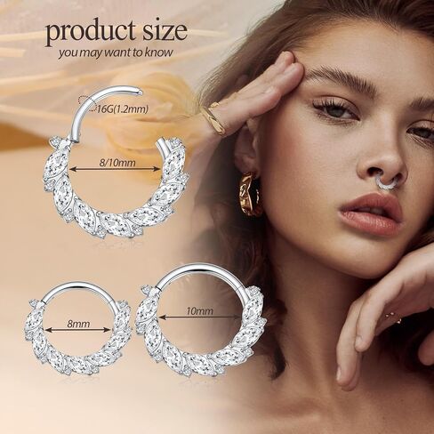 PEAKLINK 16G الحاجز Jewely Clicker Nose Hoop Ring الجراحية الصلب Daith القرط Tragus Rook ثقب محارة اللولب الغضروف القرط مجوهرات مع تشيكوسلوفاكيا in Kuwait