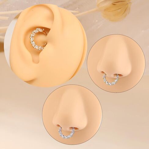PEAKLINK 16G الحاجز Jewely Clicker Nose Hoop Ring الجراحية الصلب Daith القرط Tragus Rook ثقب محارة اللولب الغضروف القرط مجوهرات مع تشيكوسلوفاكيا in Kuwait