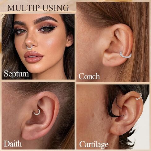 PEAKLINK 16G الحاجز Jewely Clicker Nose Hoop Ring الجراحية الصلب Daith القرط Tragus Rook ثقب محارة اللولب الغضروف القرط مجوهرات مع تشيكوسلوفاكيا in Kuwait