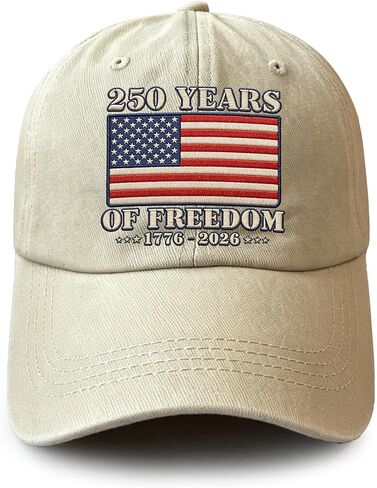America 250 Years Freedom Hat 1776–2026, Adjustable Printed US 250th Anniversary USA Flag Patriotic Baseball Cap in Kuwait