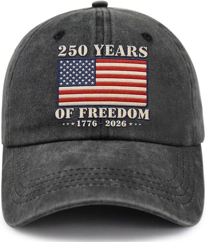 America 250 Years Freedom Hat 1776–2026, Adjustable Printed US 250th Anniversary USA Flag Patriotic Baseball Cap in Kuwait