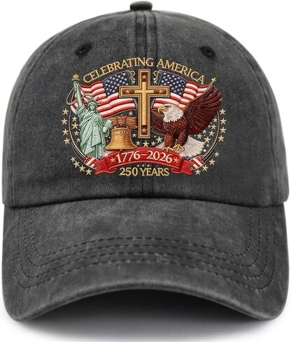 America 250 Years Freedom Hat 1776–2026, Adjustable Printed US 250th Anniversary USA Flag Patriotic Baseball Cap in Kuwait