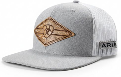 قبعة ARIAT للرجال من Diamond Boot Stitch Patch Snapback، حافة مسطحة، رمادي، مقاس واحد in Kuwait