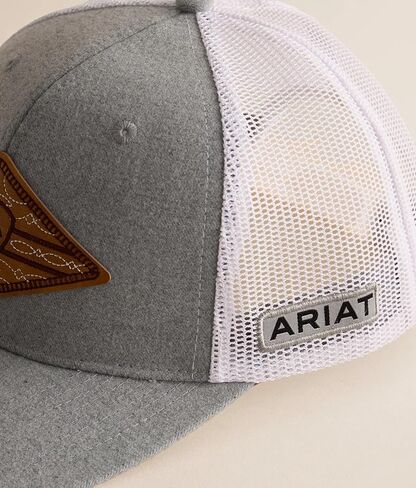 قبعة ARIAT للرجال من Diamond Boot Stitch Patch Snapback، حافة مسطحة، رمادي، مقاس واحد in Kuwait