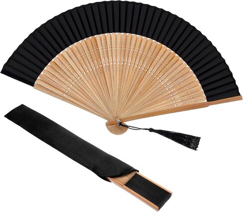 Folding Hand Fan for Women, Hand Held Bamboo Silk Folding Fan, Chinese Japanese Vintage Bamboo Silk Fans, Elegant Foldable Fans for Party, Wedding, Dancing, Gift, Performance, Music Festival, Church in Kuwait