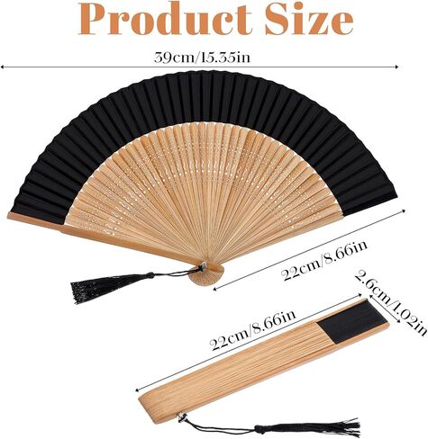Folding Hand Fan for Women, Hand Held Bamboo Silk Folding Fan, Chinese Japanese Vintage Bamboo Silk Fans, Elegant Foldable Fans for Party, Wedding, Dancing, Gift, Performance, Music Festival, Church in Kuwait