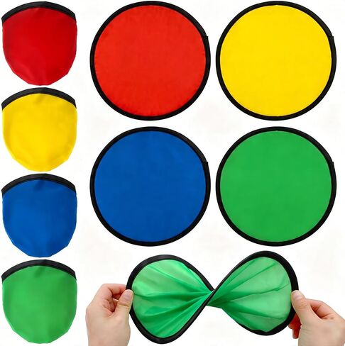 4-Pack Pocket Folding Fans with Pouches, Mini Round Flying-Disc Fan for Summer Outdoor Events, 1-Second Twist Collapsible Nylon Handheld Fan & Soft Flying Toy for Festivals, Wedding Party Favors in Kuwait