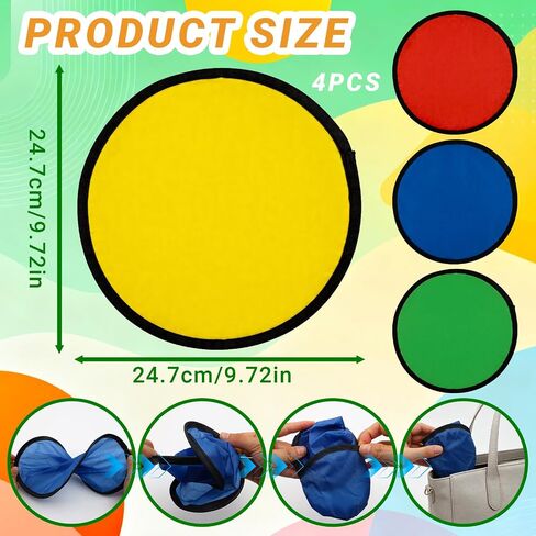 4-Pack Pocket Folding Fans with Pouches, Mini Round Flying-Disc Fan for Summer Outdoor Events, 1-Second Twist Collapsible Nylon Handheld Fan & Soft Flying Toy for Festivals, Wedding Party Favors in Kuwait