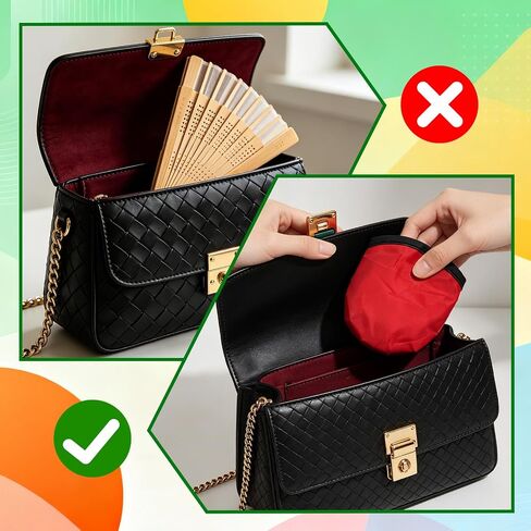4-Pack Pocket Folding Fans with Pouches, Mini Round Flying-Disc Fan for Summer Outdoor Events, 1-Second Twist Collapsible Nylon Handheld Fan & Soft Flying Toy for Festivals, Wedding Party Favors in Kuwait