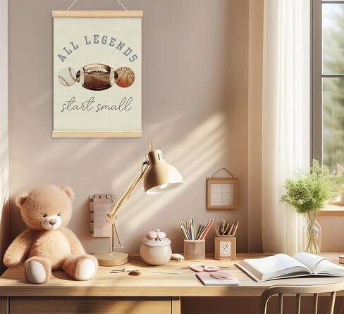 KDHTY Sports Bedroom Decor for boys Room Decor,All Legends Start Small Sports Nursery Art,Sports Wall Decor Baseball Kids Wall Art Poster for Nursery Playroom Artwork Home Decorations,12x16inch in Kuwait