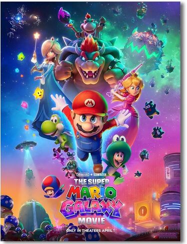 COMOR The Super Mario Galaxy Poster For Fans Kids Room Bedroom Wall Decor-Movie Mario Posters Canvas Prints Picture For Teen Boy Girls Gifts in Kuwait