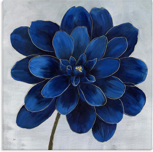 Stupell Industries 'Modern Deep Blue Floral Carnation', Canvas Art, 24 x 24 Inches, Easy to Hang and Sturdy, Made in USA, by Nan in Kuwait