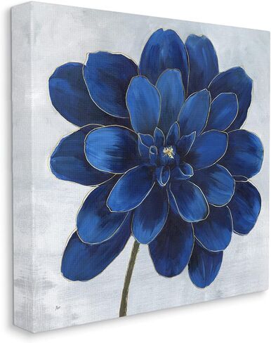 Stupell Industries 'Modern Deep Blue Floral Carnation', Canvas Art, 24 x 24 Inches, Easy to Hang and Sturdy, Made in USA, by Nan in Kuwait