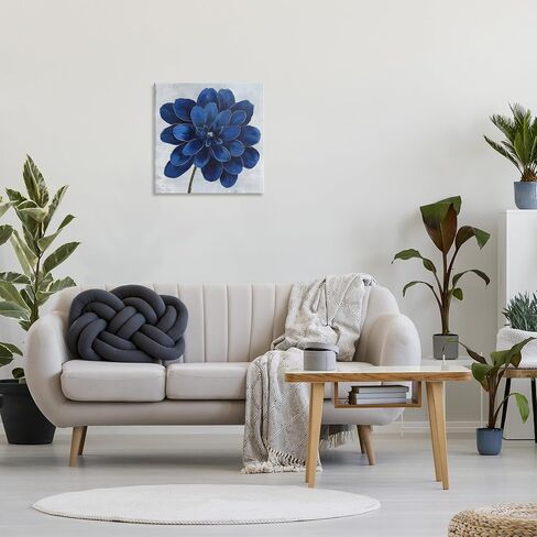 Stupell Industries 'Modern Deep Blue Floral Carnation', Canvas Art, 24 x 24 Inches, Easy to Hang and Sturdy, Made in USA, by Nan in Kuwait