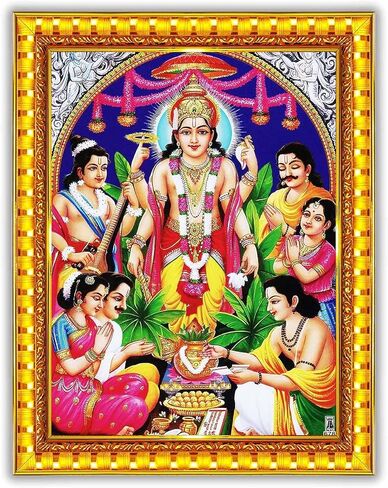Generic Lord Satyanarayana Swamy Bhagwan Satyanarayan Wall Painting Framed Home Decor Diwali Pooja Item Pack Of 1, Medium, LNESPF220724004 in Kuwait