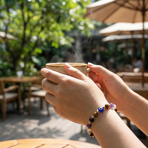 Qianyu Evil Dainty Bracelet Natural Crystal Protection Bracelet Protection Bracelets for Women Black Tourmaline Obsidian Bracelets Adjustable Guardian Jewelry Gift with Meaning Card for Women Men in Kuwait