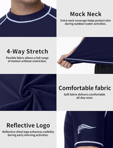 Roadbox Swim Shirts for Men, UPF 50+ Short Sleeve Rash Guard, UV Sun Protection Quick Dry Water T-Shirt for Surfing and Beach in Kuwait