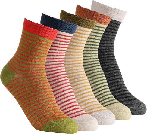 5 Pairs Women Stripe Crew Socks Colorful Striped Socks Cute Athletic Casual Sock for Women Girls in Saudi Arabia