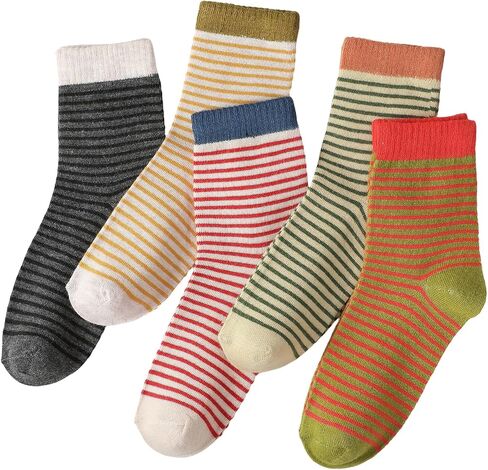 5 Pairs Women Stripe Crew Socks Colorful Striped Socks Cute Athletic Casual Sock for Women Girls in Saudi Arabia