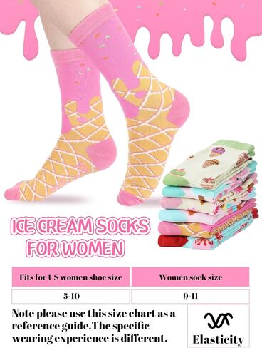 Shyyween 6 Pairs Ice Cream Socks for Girls Teen Boys Fun Novelty Socks for Youth Kids School Sports Casual Summer Gifts in Kuwait