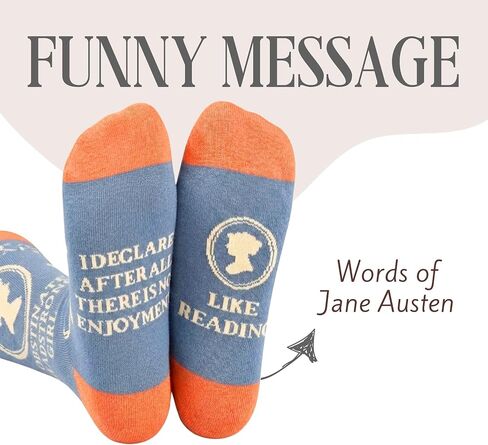 InnoBeta Jane Austen Gifts for Women/Girls, Unique Book Lover Gifts Socks for Birthday & Christmas, One Size Crew Socks in Kuwait