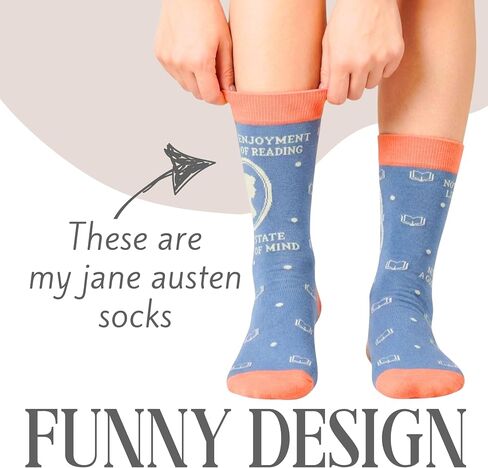 InnoBeta Jane Austen Gifts for Women/Girls, Unique Book Lover Gifts Socks for Birthday & Christmas, One Size Crew Socks in Kuwait